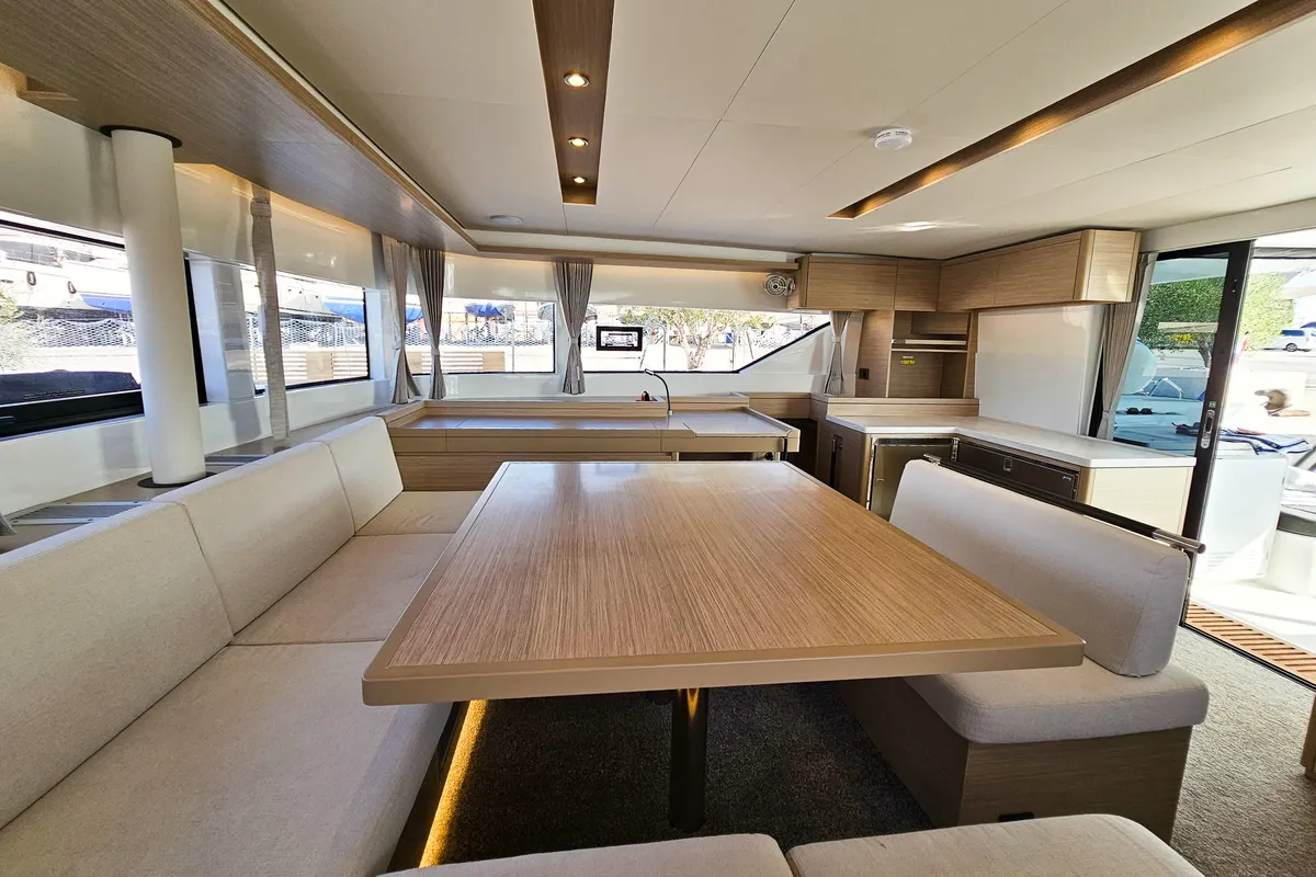Salon of Nevera, a Lagoon 51 catamaran at Seget Donji, Croatia