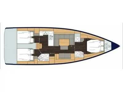 Floor plan of Bavaria C45, a sailboat at Athens, Greece