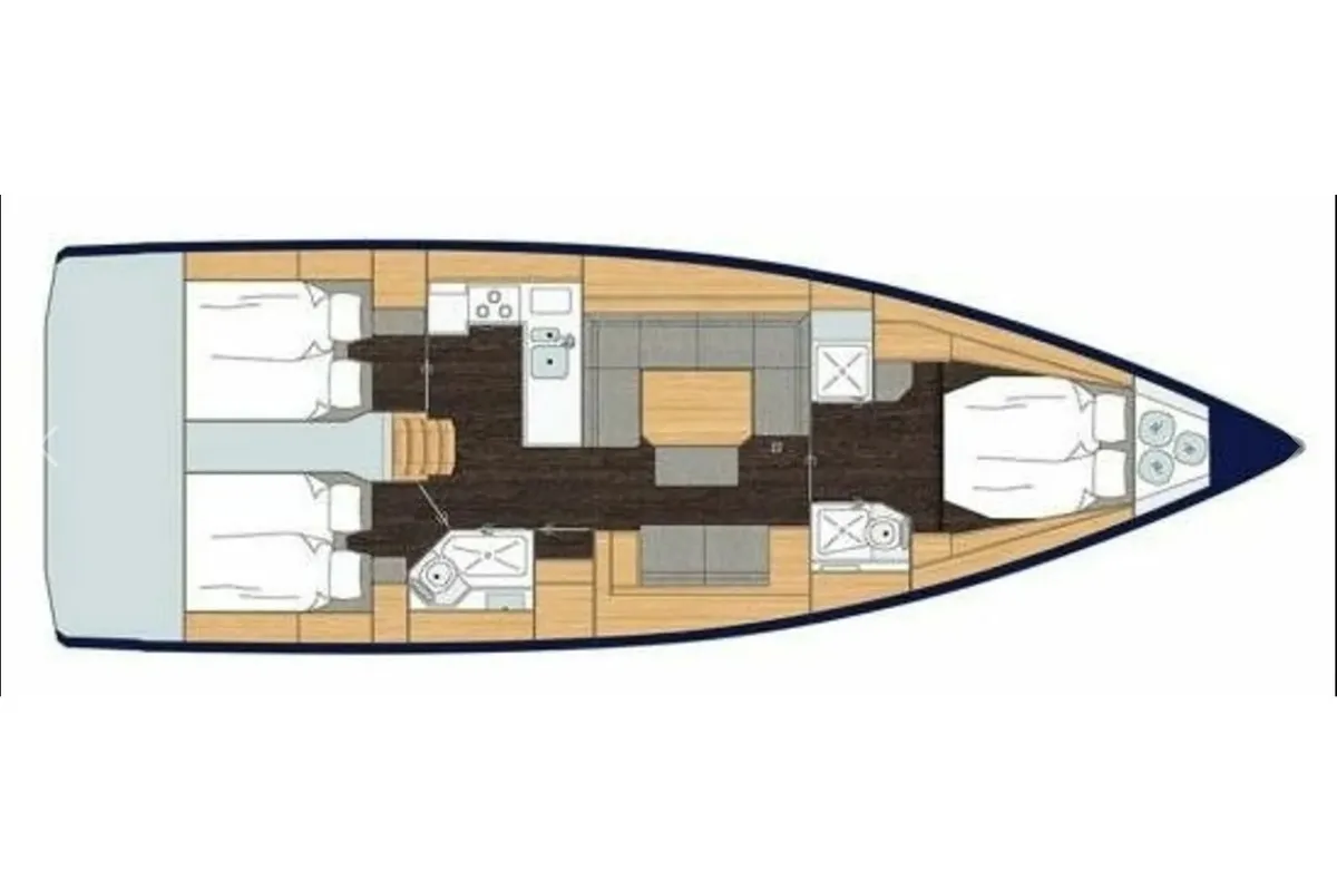 Floor plan of Bavaria C45, a sailboat at Athens, Greece