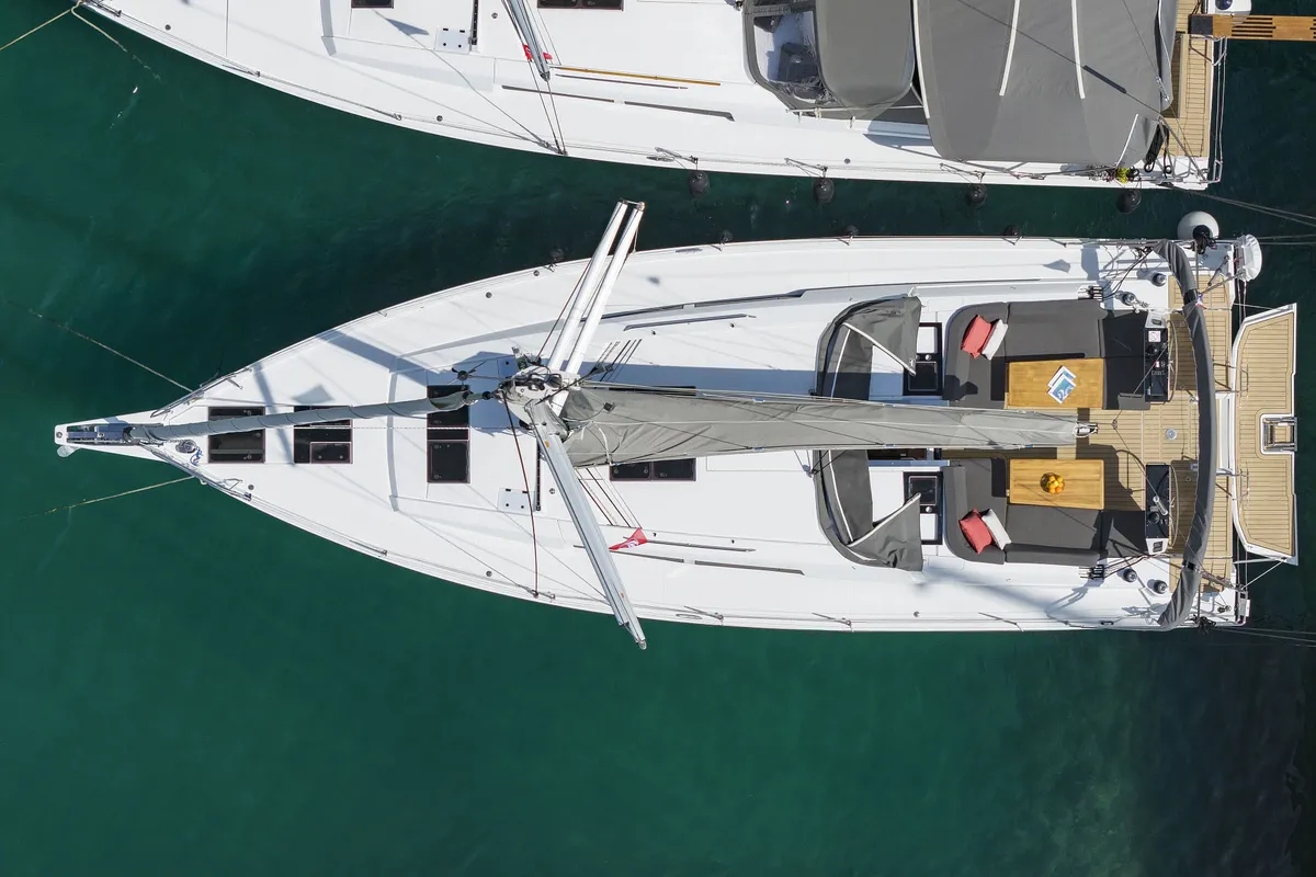 Exterior view of Perfect Stranger, a Hanse 460 sailboat at Općina Sukošan, Croatia