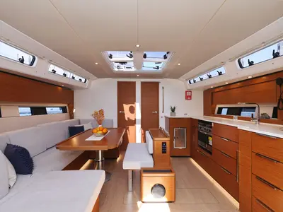 Salon of Perfect Stranger, a Hanse 460 sailboat at Sukošan, Croatia