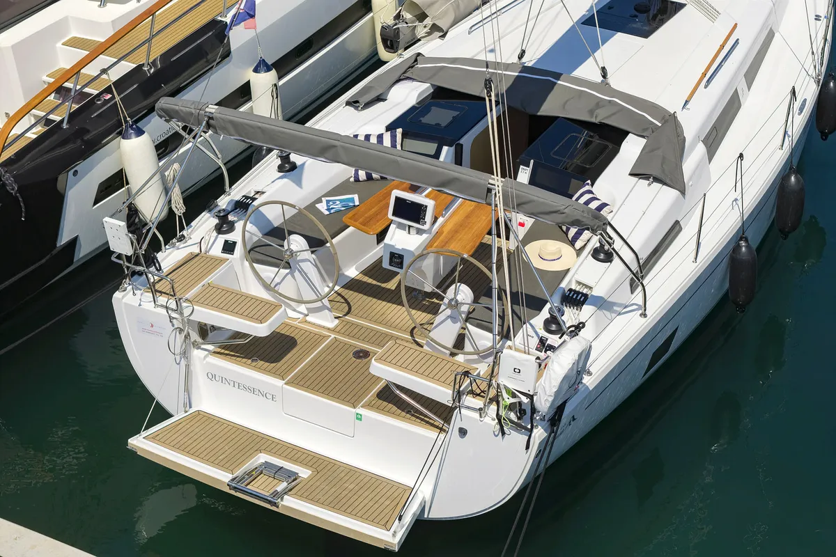 Exterior view of Quintessence, a Hanse 418 sailboat at Općina Sukošan, Croatia