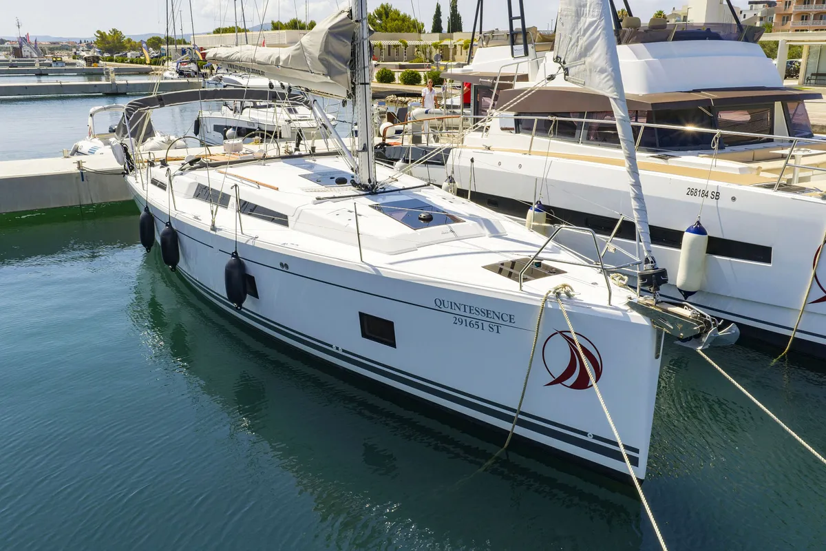 Exterior view of Quintessence, a Hanse 418 sailboat at Općina Sukošan, Croatia