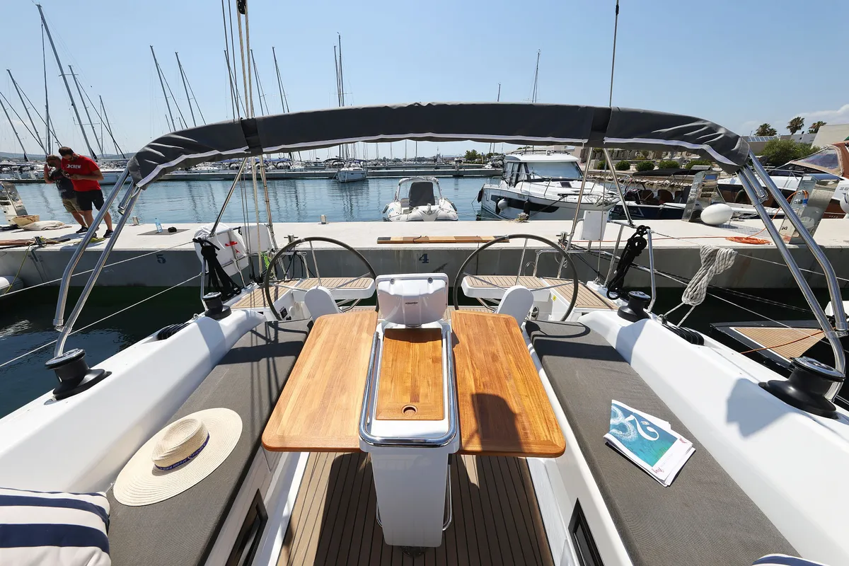 Cockpit of Quintessence, a Hanse 418 sailboat at Općina Sukošan, Croatia