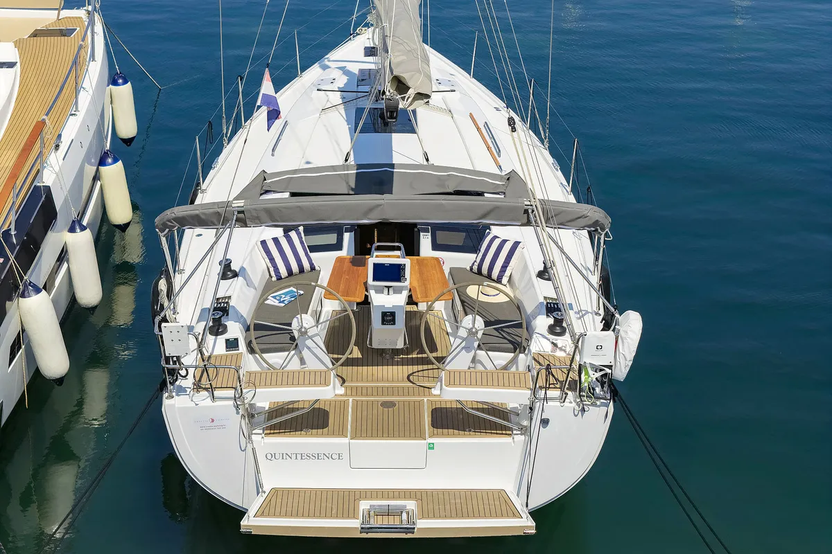 Exterior view of Quintessence, a Hanse 418 sailboat at Općina Sukošan, Croatia