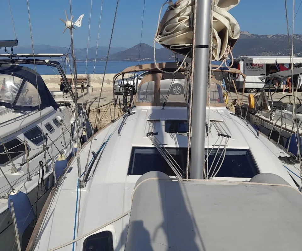 Deck of Thetis, a Elan Impression 45.1 sailboat at Municipal Unit of Palairos, Greece