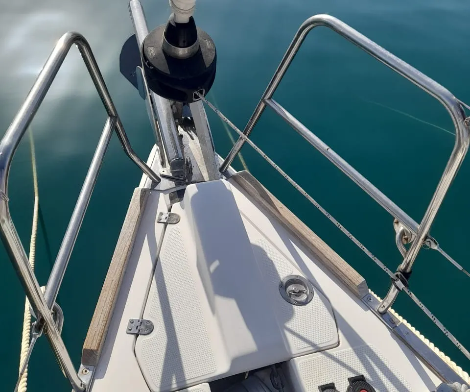 Deck of Thetis, a Elan Impression 45.1 sailboat at Municipal Unit of Palairos, Greece