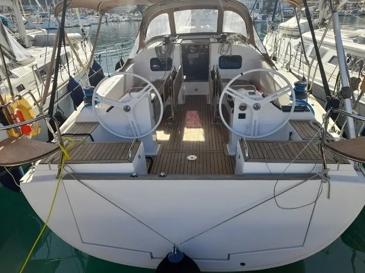 Cockpit of Thetis, a Elan Impression 45.1 sailboat at Municipal Unit of Palairos, Greece