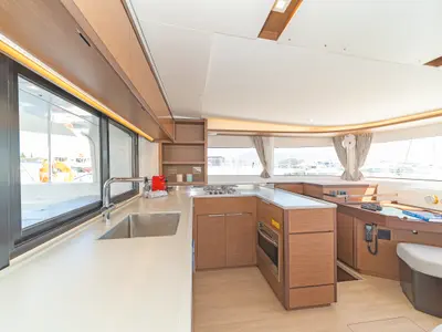Galley of If, a Lagoon 46 catamaran at Kontokali, Greece