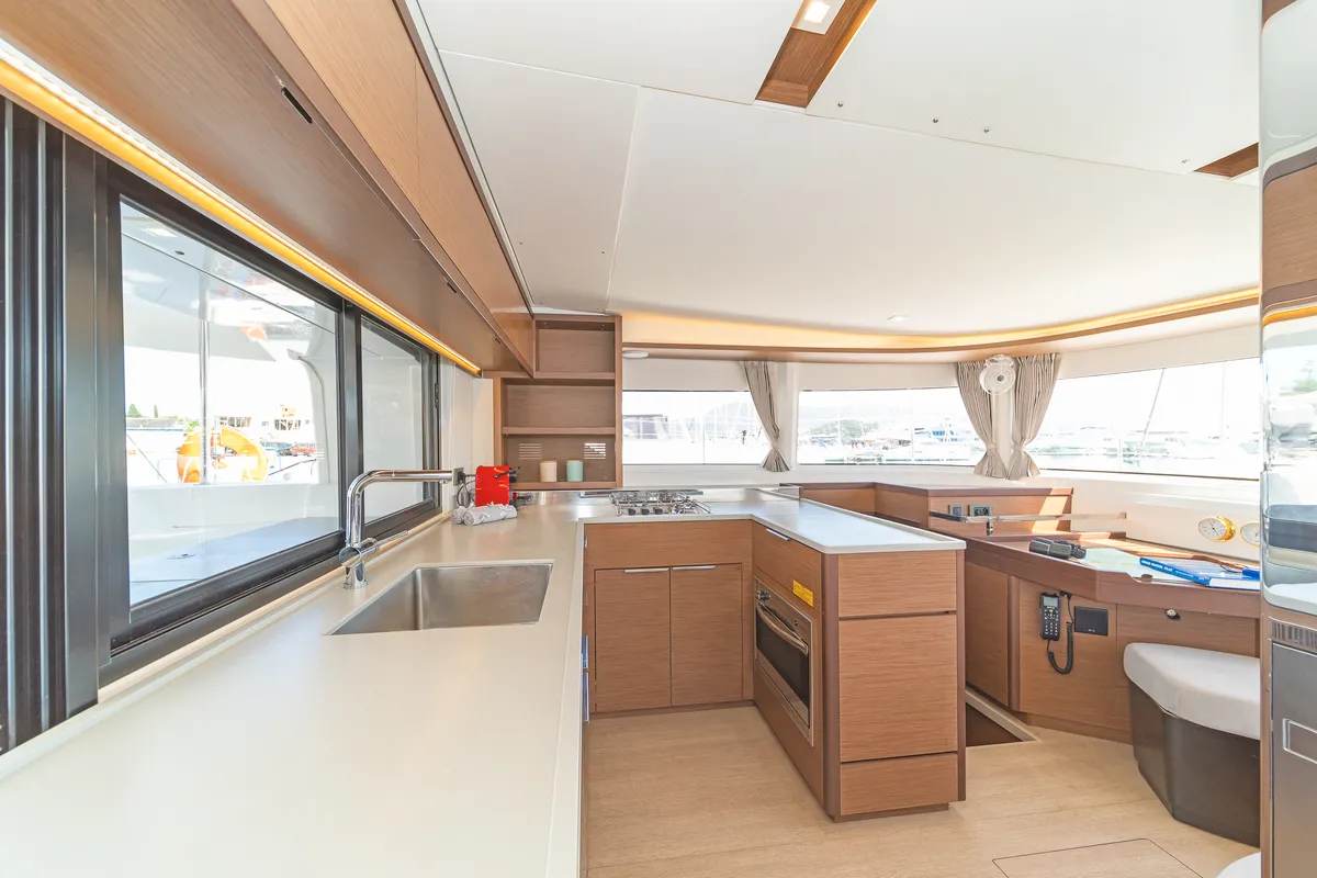 Galley of If, a Lagoon 46 catamaran at Kontokali, Greece