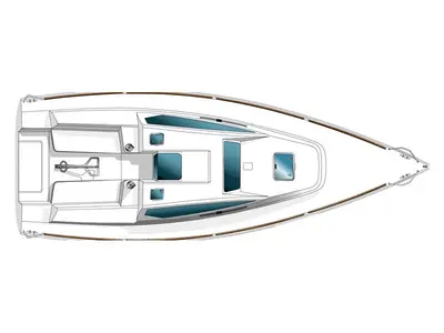 Floor plan of Little Wing, a RM 890 sailboat at Kerners, France