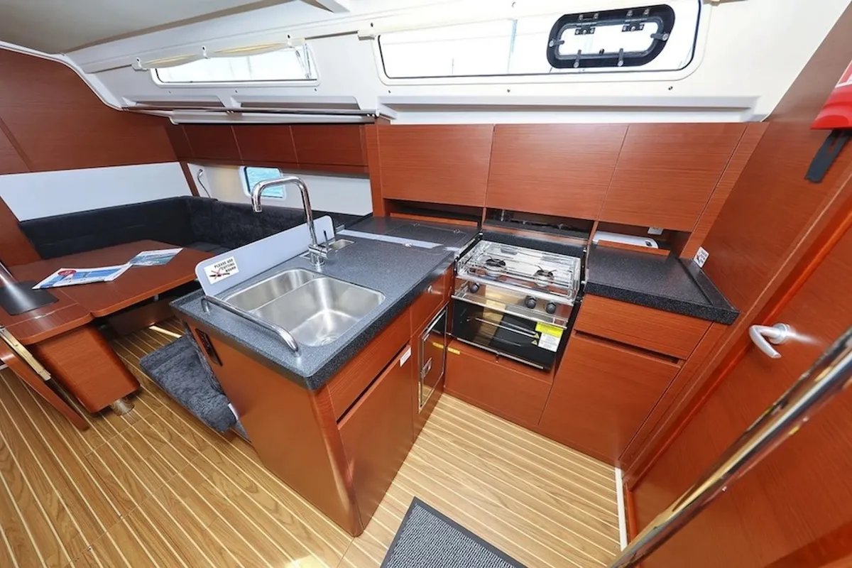 Galley of Chablis, a Hanse 388 sailboat at Seget Donji, Croatia