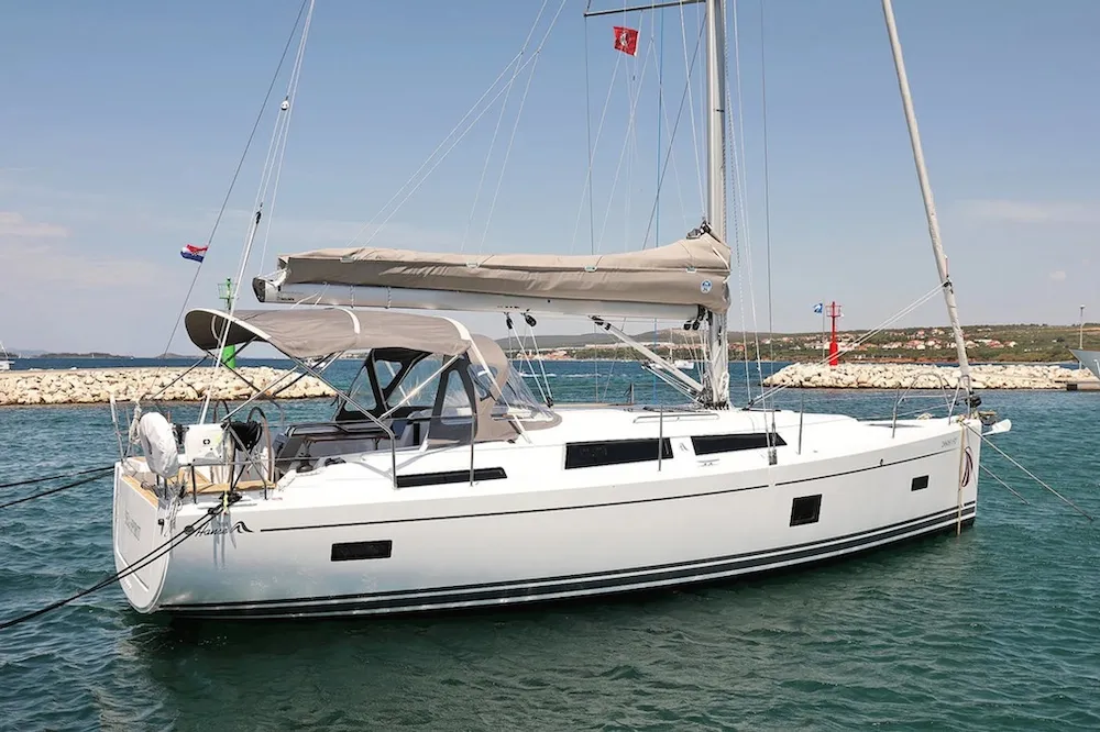 Chablis, a Hanse 388 sailboat at Seget Donji, Croatia
