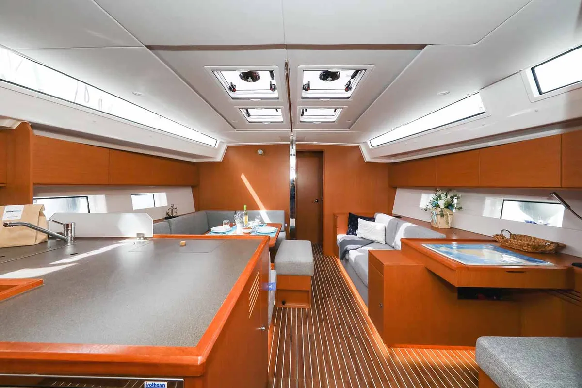 Galley of Granat, a Bavaria C50 Holiday sailboat at Grad Trogir, Croatia