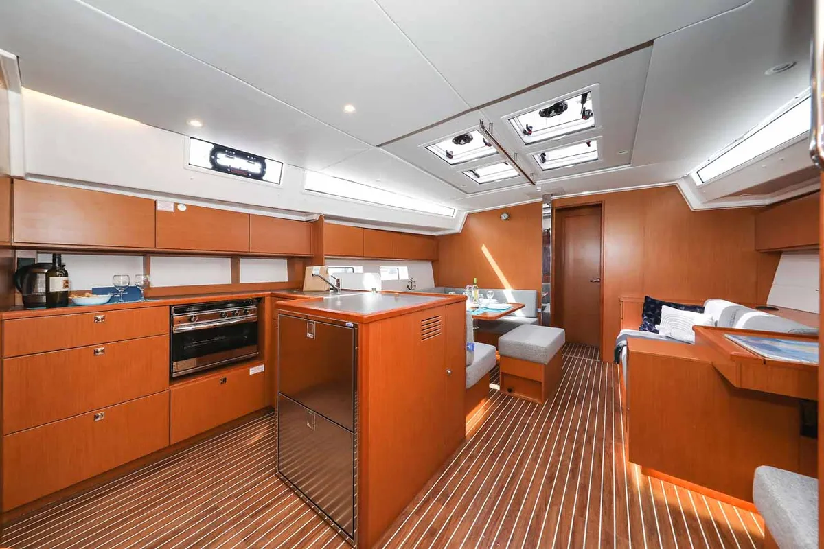 Galley of Granat, a Bavaria C50 Holiday sailboat at Grad Trogir, Croatia