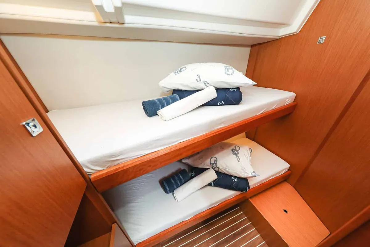 Cabin on Granat, a Bavaria C50 Holiday sailboat at Grad Trogir, Croatia