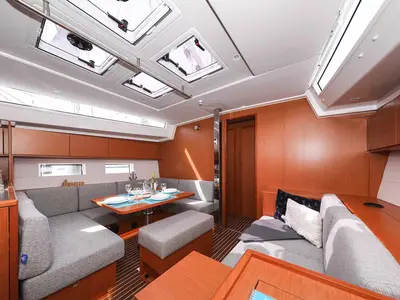 Salon of Granat, a Bavaria C50 Holiday sailboat at Grad Trogir, Croatia