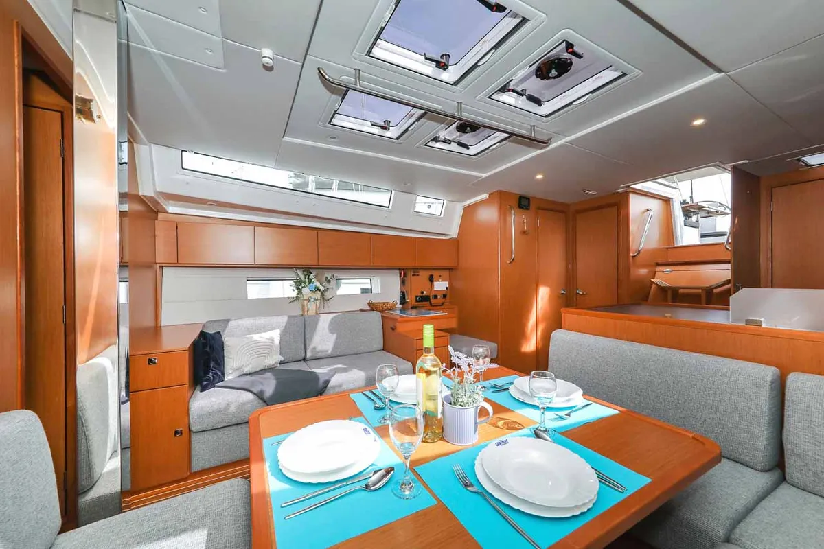 Salon of Granat, a Bavaria C50 Holiday sailboat at Grad Trogir, Croatia