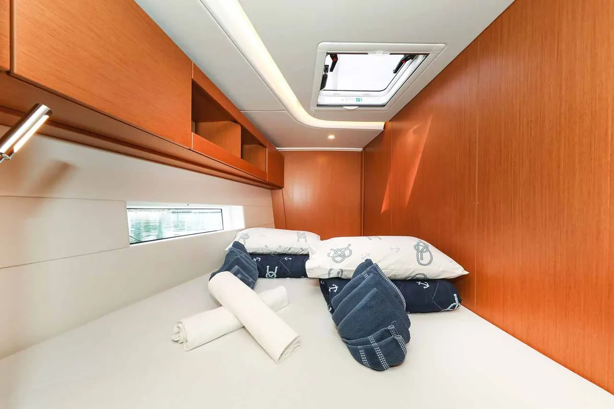 Cabin on Granat, a Bavaria C50 Holiday sailboat at Grad Trogir, Croatia