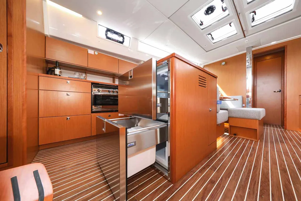 Galley of Granat, a Bavaria C50 Holiday sailboat at Grad Trogir, Croatia