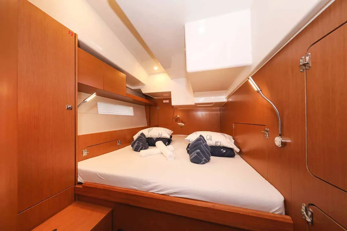 Cabin on Granat, a Bavaria C50 Holiday sailboat at Grad Trogir, Croatia