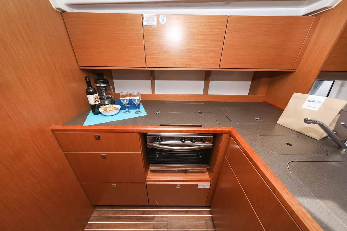 Galley of Granat, a Bavaria C50 Holiday sailboat at Grad Trogir, Croatia