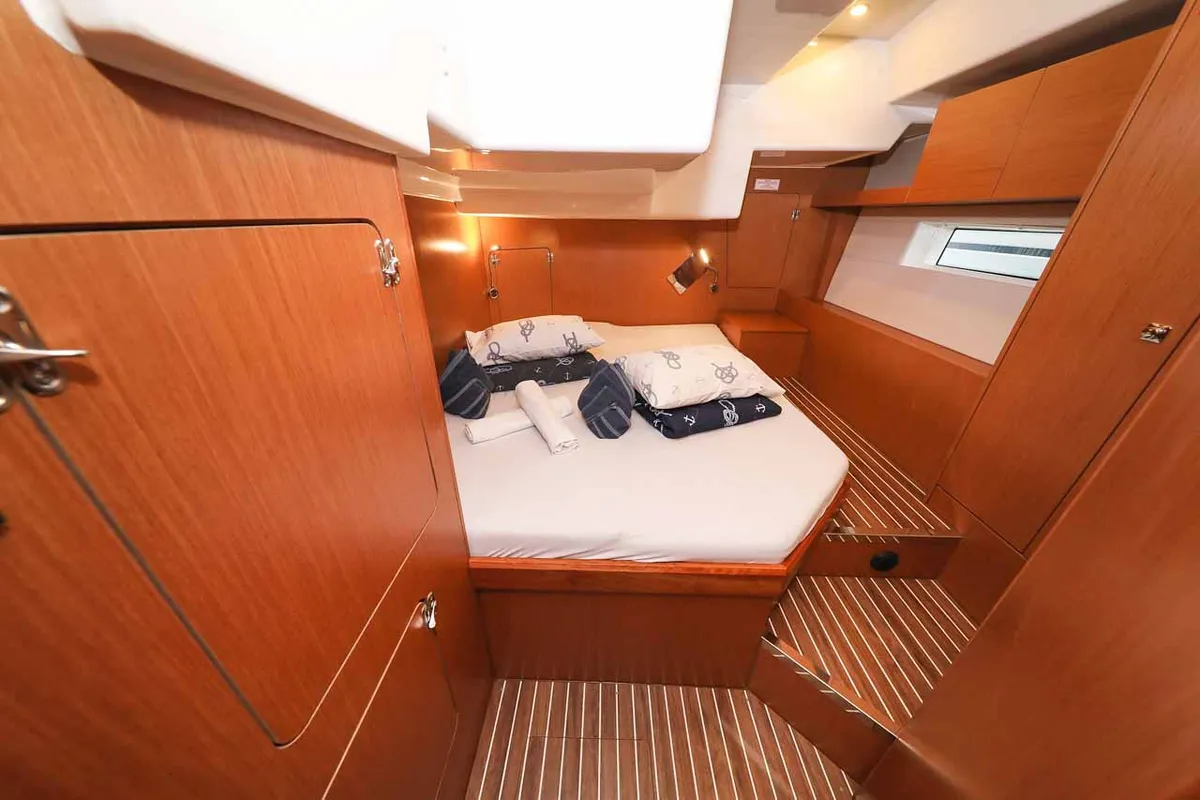 Cabin on Granat, a Bavaria C50 Holiday sailboat at Grad Trogir, Croatia