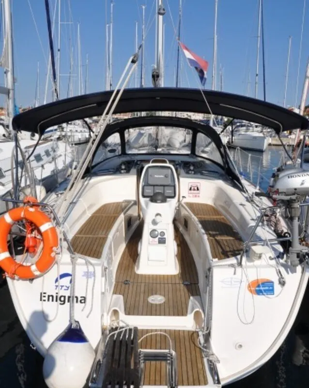 Cockpit of Enigma, a Bavaria 38 Cruiser sailboat at Grad Biograd na Moru, Croatia