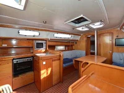 Galley of Enigma, a Bavaria 38 Cruiser sailboat at Grad Biograd na Moru, Croatia