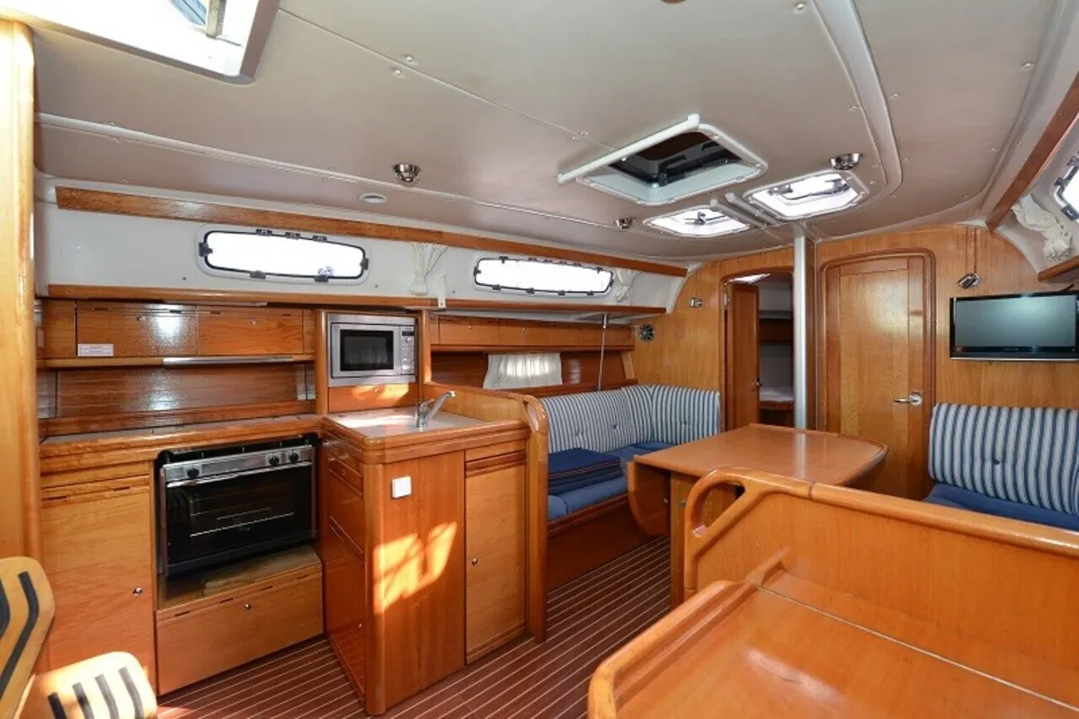 Galley of Enigma, a Bavaria 38 Cruiser sailboat at Grad Biograd na Moru, Croatia