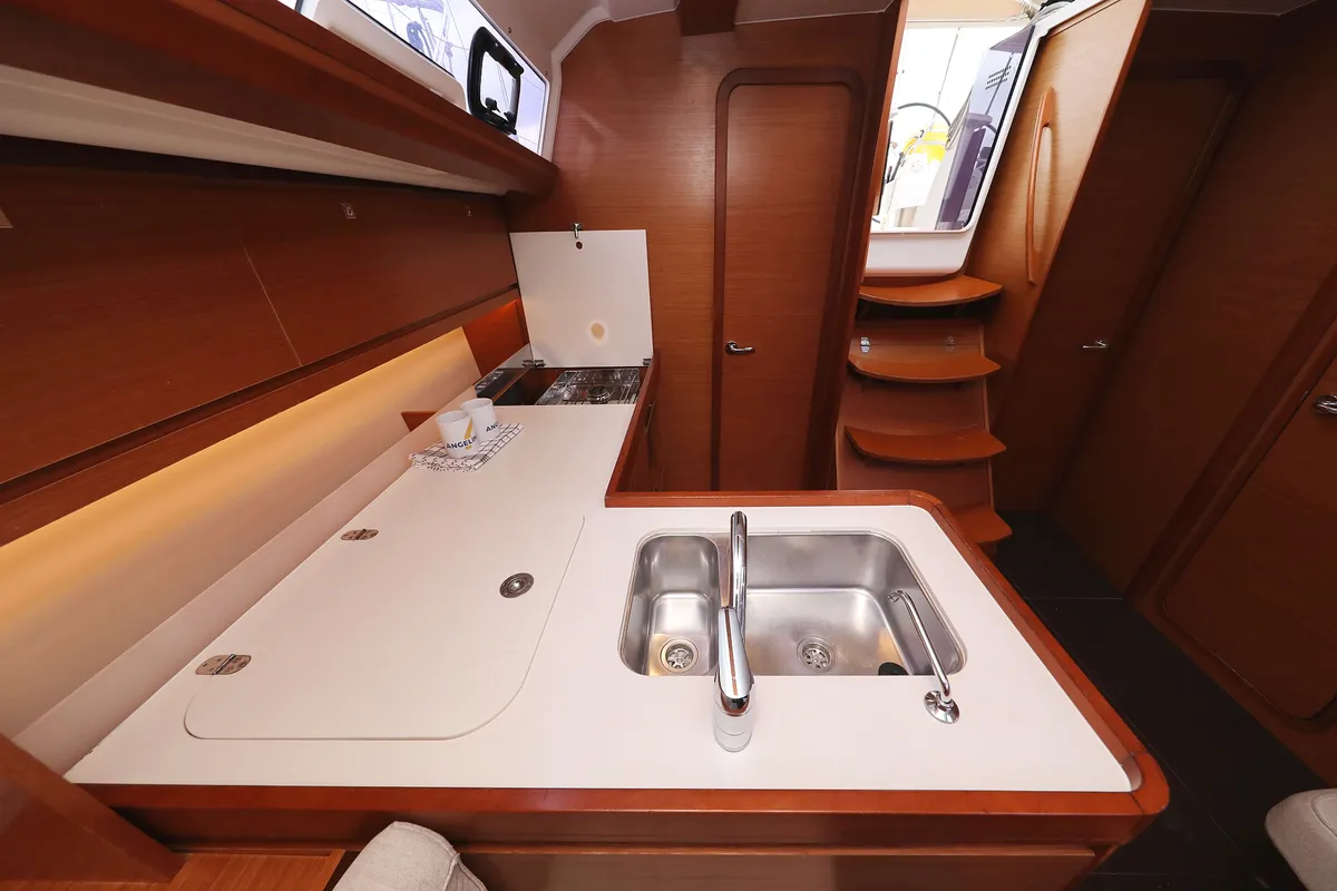Galley of Mona, a Dufour 412 GL sailboat at Grad Biograd na Moru, Croatia