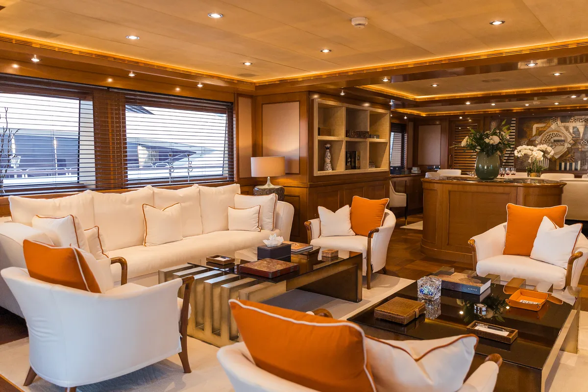 Salon of Behike, a Luxury Motor Yacht motor yacht at Dubai Harbour, United Arab Emirates