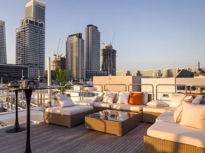 Deck of Behike, a Luxury Motor Yacht motor yacht at Dubai Harbour, United Arab Emirates
