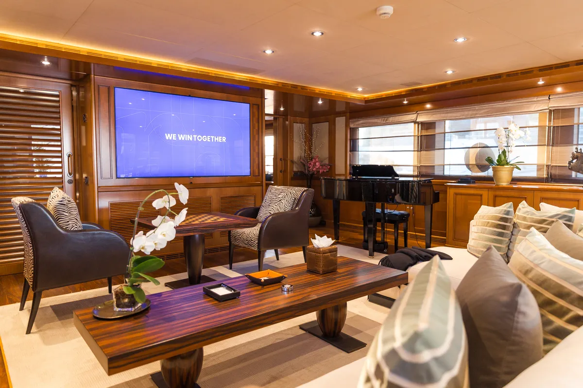 Salon of Behike, a Luxury Motor Yacht motor yacht at Dubai Harbour, United Arab Emirates