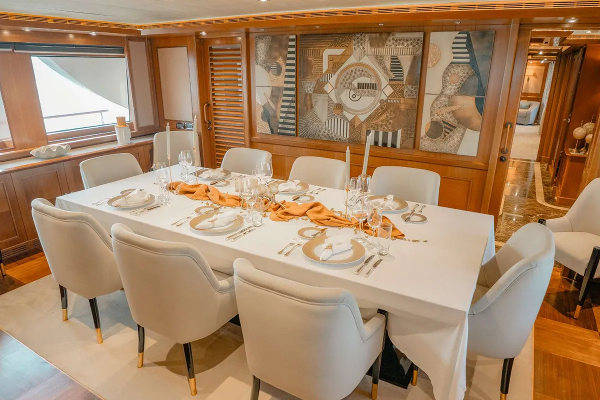 Salon of Behike, a Luxury Motor Yacht motor yacht at Dubai Harbour, United Arab Emirates