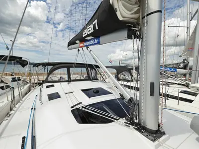 Deck of Furija, a Elan Impression 45 sailboat at Biograd na Moru, Croatia