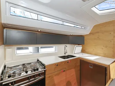 Galley of Furija, a Elan Impression 45 sailboat at Biograd na Moru, Croatia