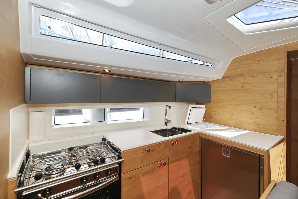 Galley of Furija, a Elan Impression 45 sailboat at Biograd na Moru, Croatia