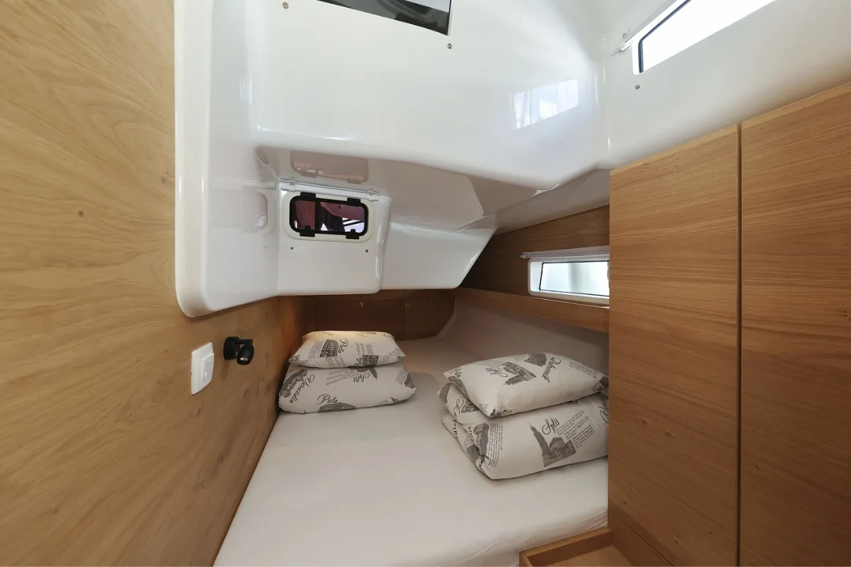 Cabin on Furija, a Elan Impression 45 sailboat at Biograd na Moru, Croatia
