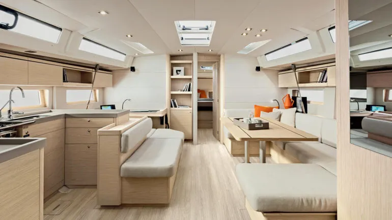 Salon of Bluescape II, a Beneteau Oceanis 51.1 sailboat at Lavreotiki Municipal Unit, Greece