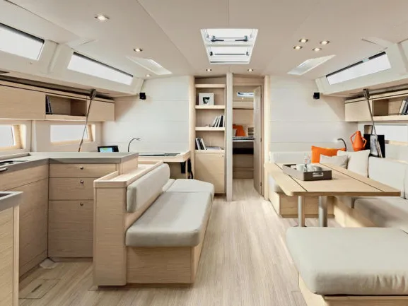 Salon of Bluescape II, a Beneteau Oceanis 51.1 sailboat at Lavreotiki Municipal Unit, Greece