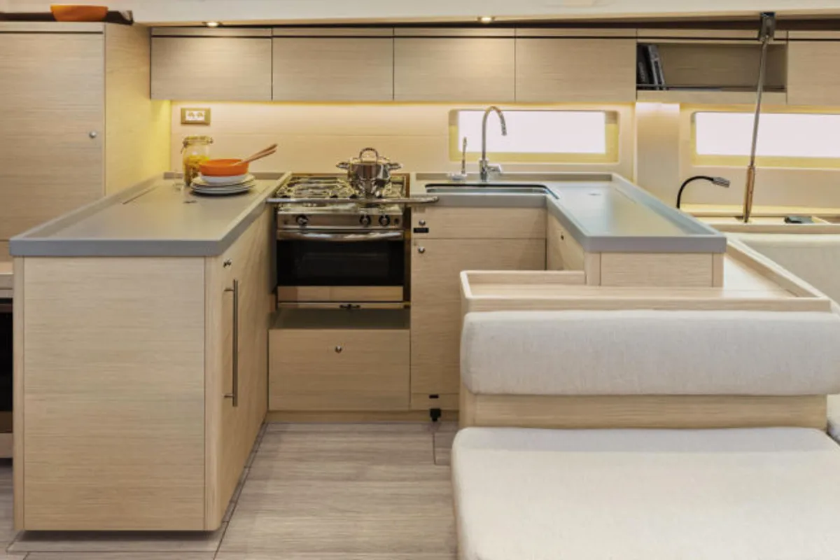 Galley of Bluescape II, a Beneteau Oceanis 51.1 sailboat at Lavreotiki Municipal Unit, Greece