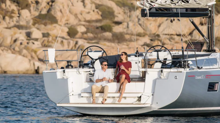 Exterior view of Bluescape II, a Beneteau Oceanis 51.1 sailboat at Lavreotiki Municipal Unit, Greece