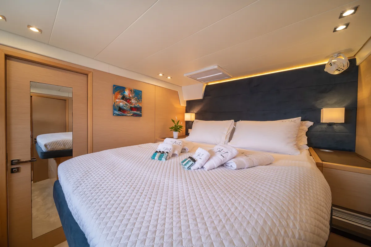 Cabin on FOR SAIL, a Lagoon 560 catamaran at Municipal Unit of Nea Peramos, Greece