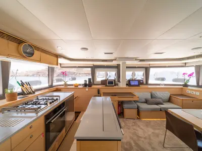 Galley of FOR SAIL, a Lagoon 560 catamaran at Municipal Unit of Nea Peramos, Greece