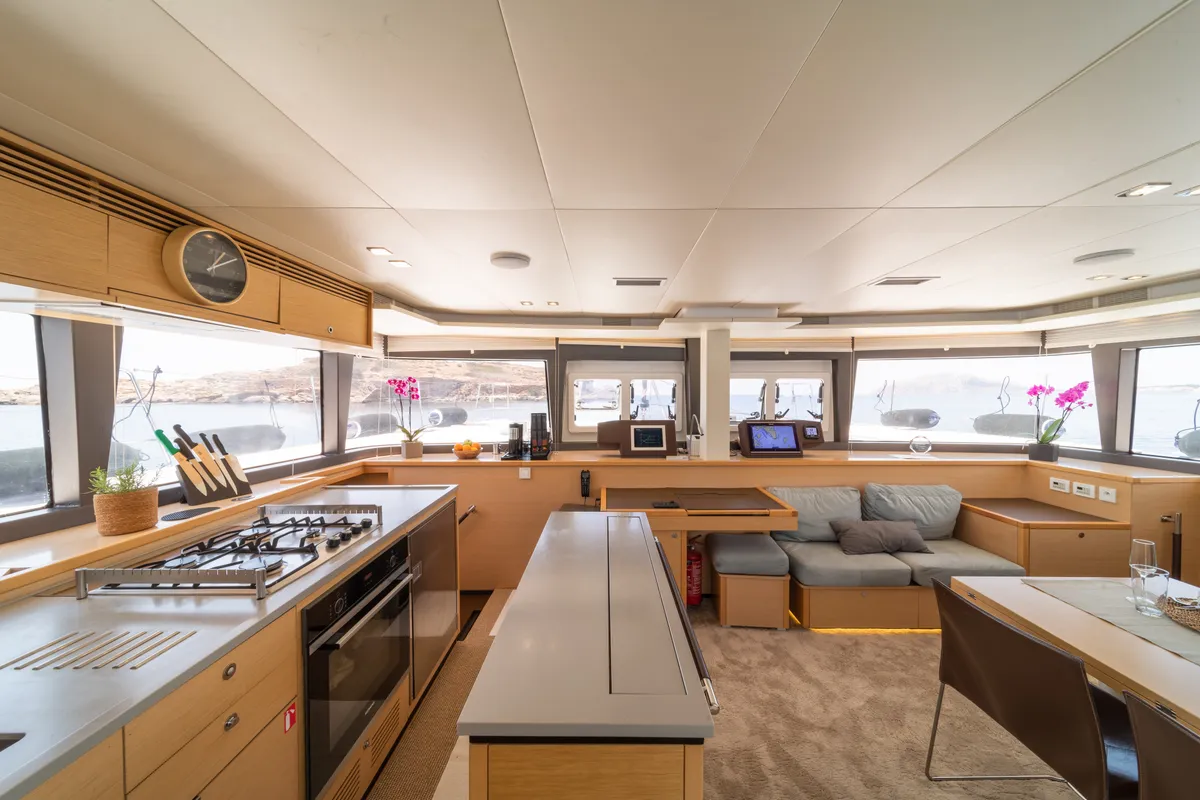 Galley of FOR SAIL, a Lagoon 560 catamaran at Municipal Unit of Nea Peramos, Greece