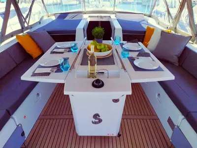 Deck of Infinity, a Beneteau Oceanis 51.1 sailboat at Municipal Unit of Lefkada, Greece