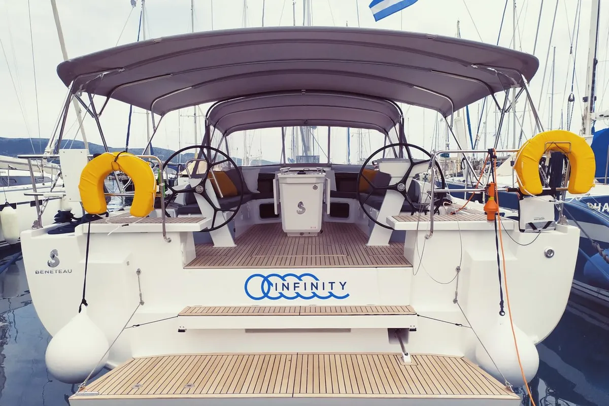 Cockpit of Infinity, a Beneteau Oceanis 51.1 sailboat at Municipal Unit of Lefkada, Greece