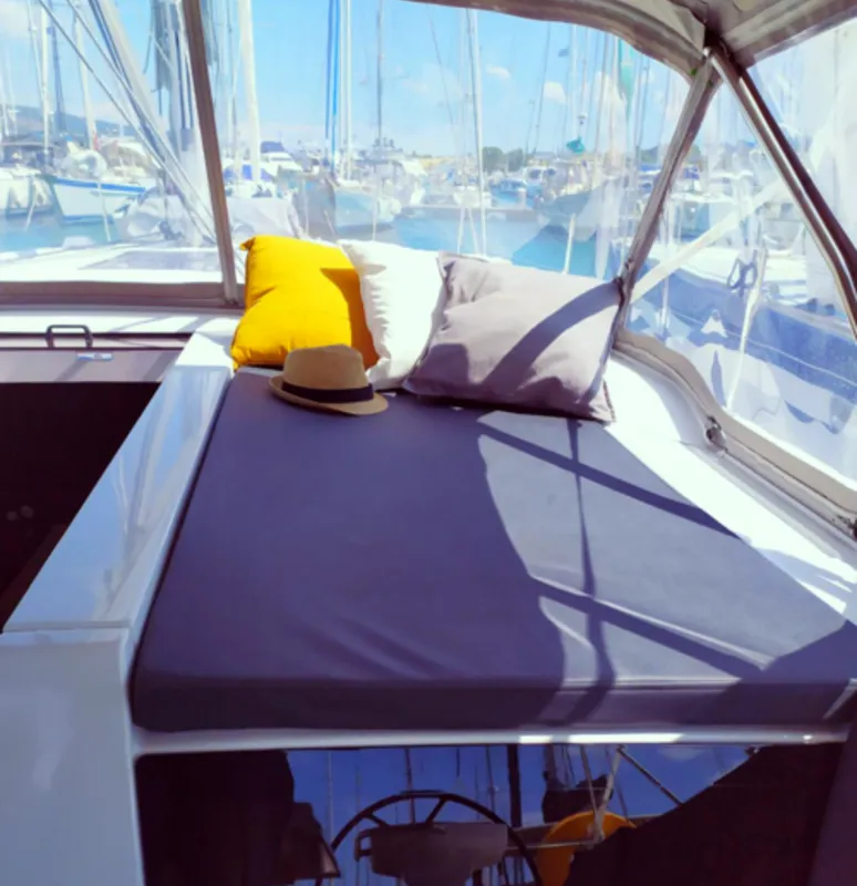Deck of Infinity, a Beneteau Oceanis 51.1 sailboat at Municipal Unit of Lefkada, Greece