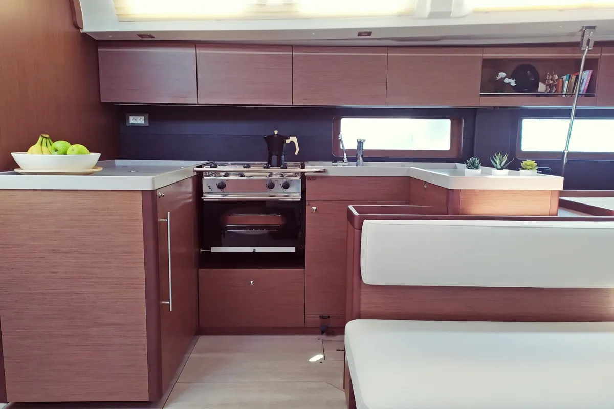 Galley of Infinity, a Beneteau Oceanis 51.1 sailboat at Municipal Unit of Lefkada, Greece